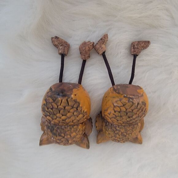 Set Of 2 Owl Shelf Sitters Resin Dangling Legs  Fall Decor Thanksgiving - Picture 4 of 5
